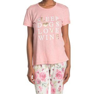 NWT PJ Salvage | Pink Sleep Dogs Love Wine Sleep Lounge Tee Small